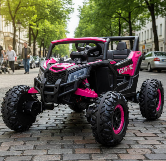 24v Ride on UTV Mini Buggy with 4 x Motors Leather Seats EVA Wheels and Remote - Pink