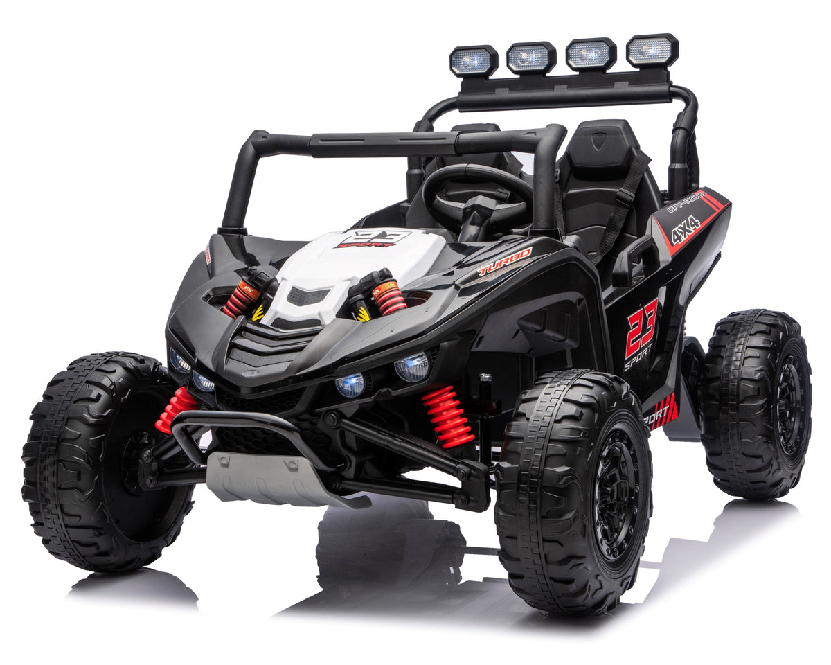 24v Kids Two Seater Ride on UTV Buggy With Remote Leather Seats EVA Wheels 4 x Motors in Black