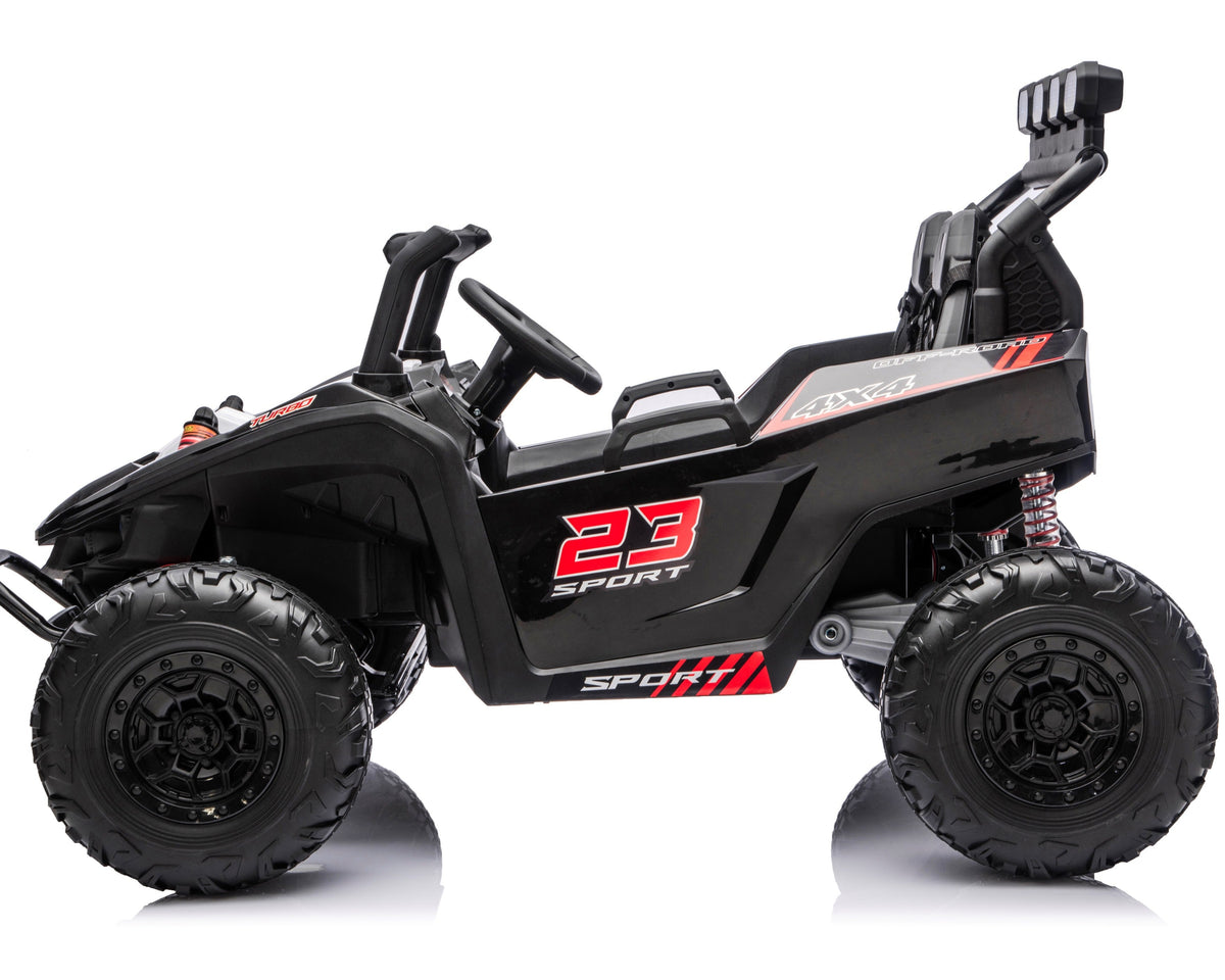 24v Kids Two Seater Ride on UTV Buggy With Remote Leather Seats EVA Wheels 4 x Motors in Black