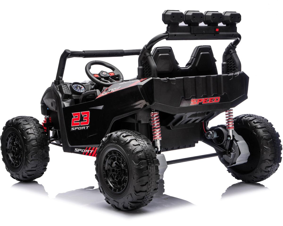 24v Kids Two Seater Ride on UTV Buggy With Remote Leather Seats EVA Wheels 4 x Motors in Black
