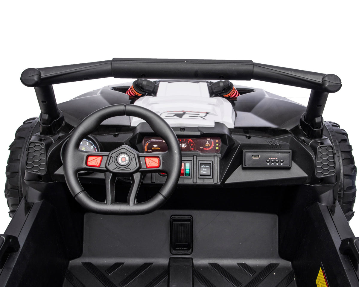 24v Kids Two Seater Ride on UTV Buggy With Remote Leather Seats EVA Wheels 4 x Motors in Black