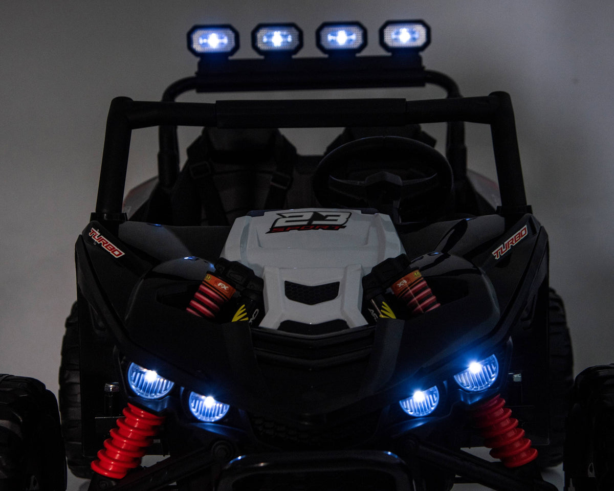24v Kids Two Seater Ride on UTV Buggy With Remote Leather Seats EVA Wheels 4 x Motors in Black