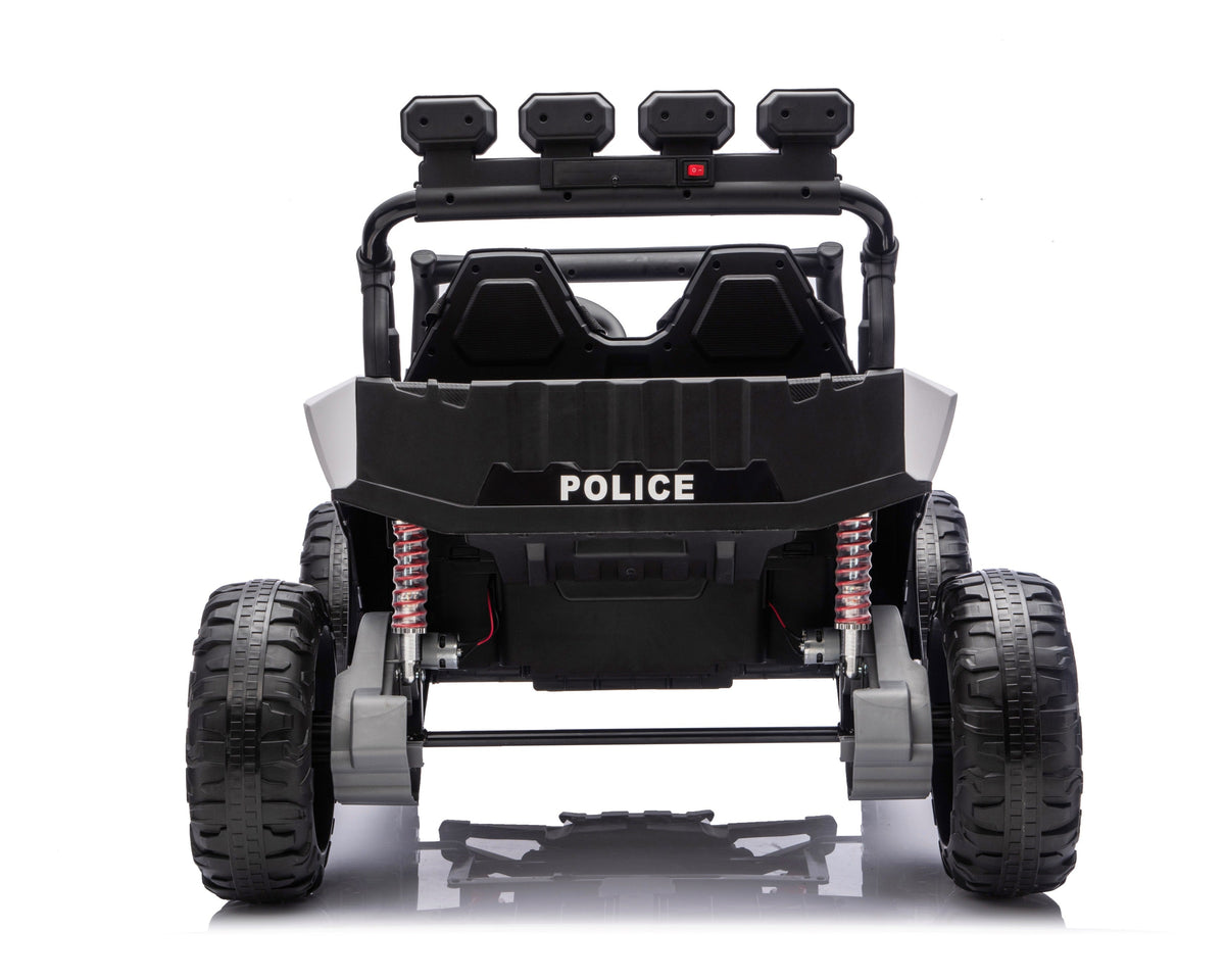 Police 24v Kids Two Seater Ride on UTV Buggy With Remote Leather Seats EVA Wheels 4 x Motors
