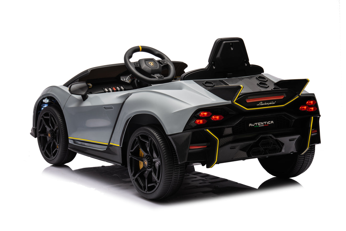 Licensed Lamborghini Autentica 12V Kids Ride on Car With Remote - Grey