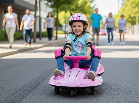 New 2 in 1 Electric 12v Wiggle Car Kids Ride On Toy 360° Drift Spin - Pink