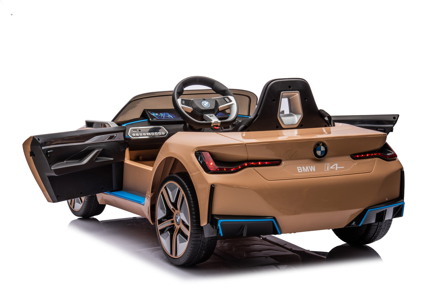 Licensed BMW i4 Electric 12V Kids Ride on Toy Car With Remote - Metallic Gold