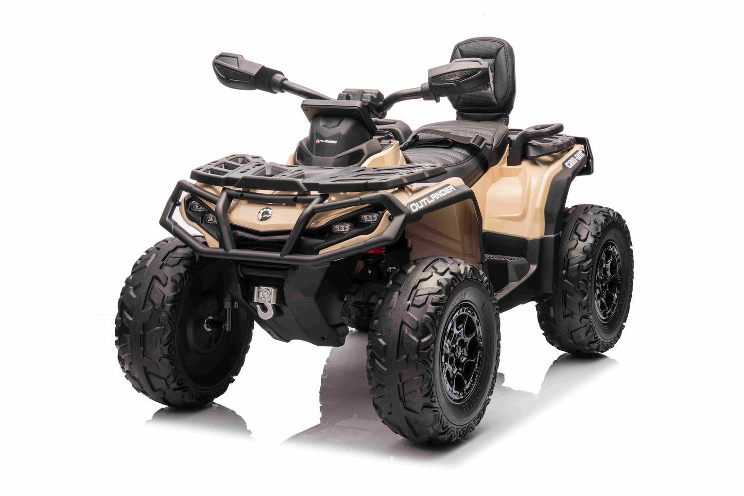 Licensed Cam Am 24V Electric Kids Ride on Outlander Two Seats Quad Bike - Khaki