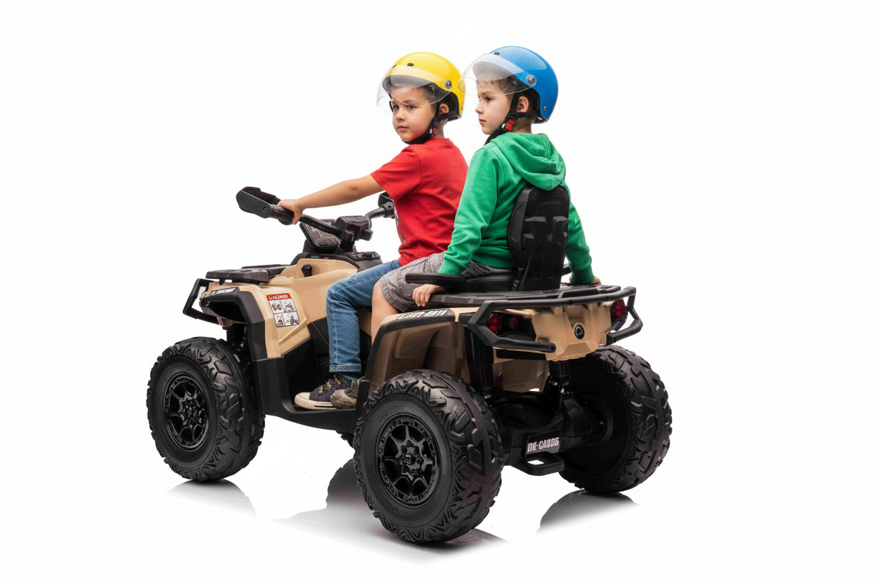 Licensed Cam Am 24V Electric Kids Ride on Outlander Two Seats Quad Bike - Khaki