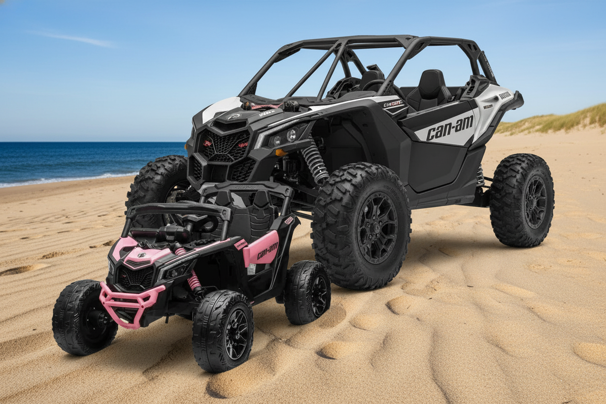 New 24v Can Am Maverick Kids Ride on UTV Buggy 4 Motors and Remote - Pink