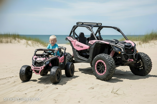 New 24v Can Am Maverick Kids Ride on UTV Buggy 4 Motors and Remote - Pink