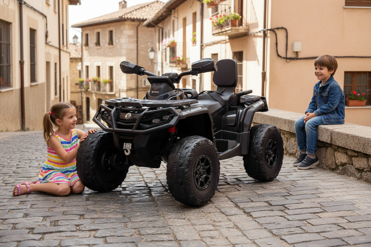 Licensed Cam Am 24V Electric Kids Ride on Outlander Two Seats Quad Bike in Black