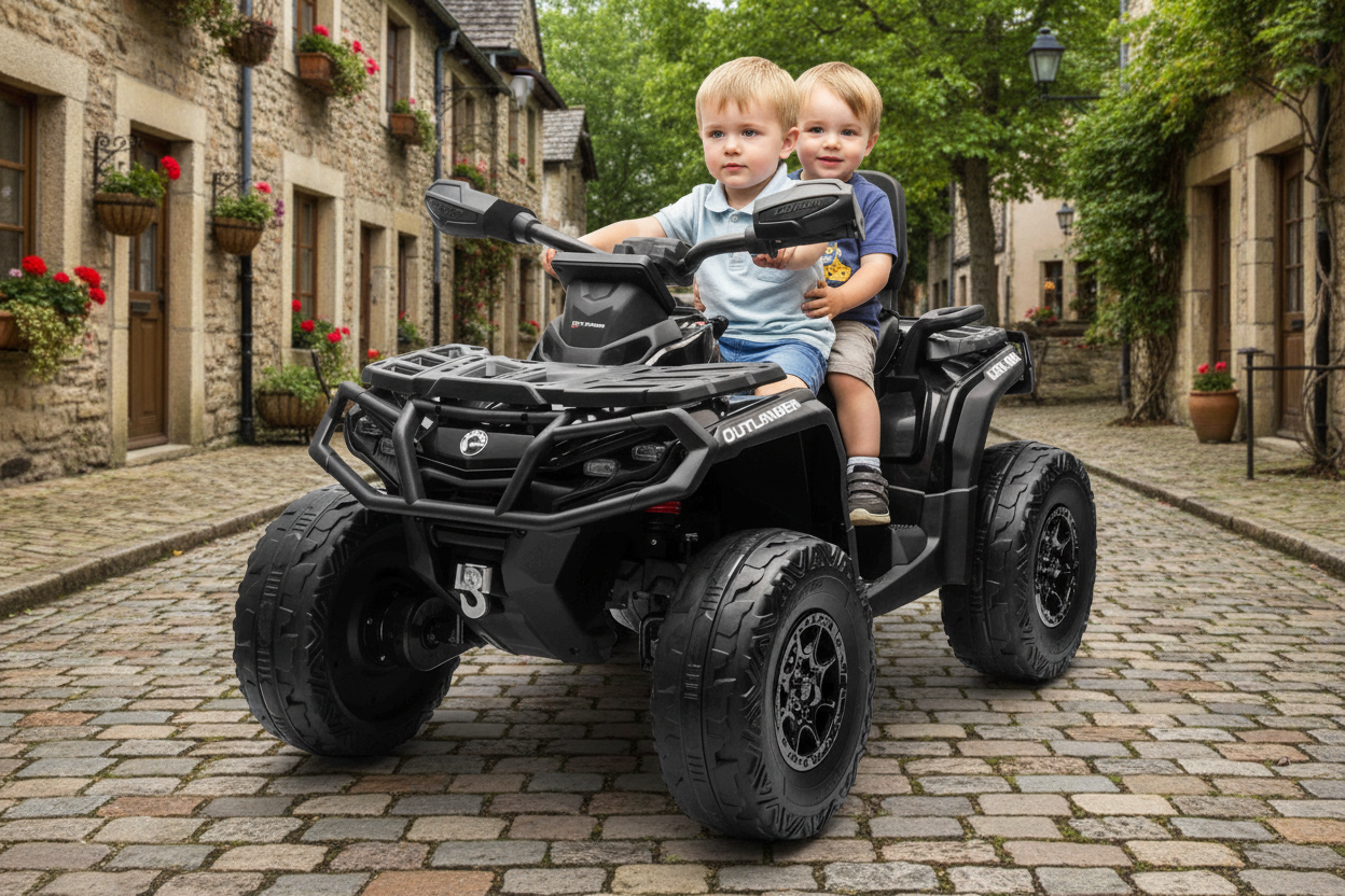 Licensed Cam Am 24V Electric Kids Ride on Outlander Two Seats Quad Bike in Black