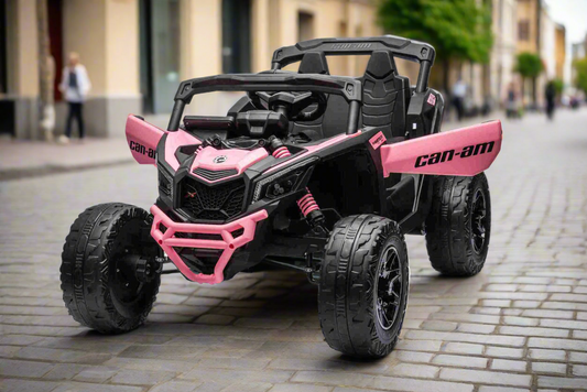 New 24v Can Am Maverick Kids Ride on UTV Buggy 4 Motors and Remote - Pink