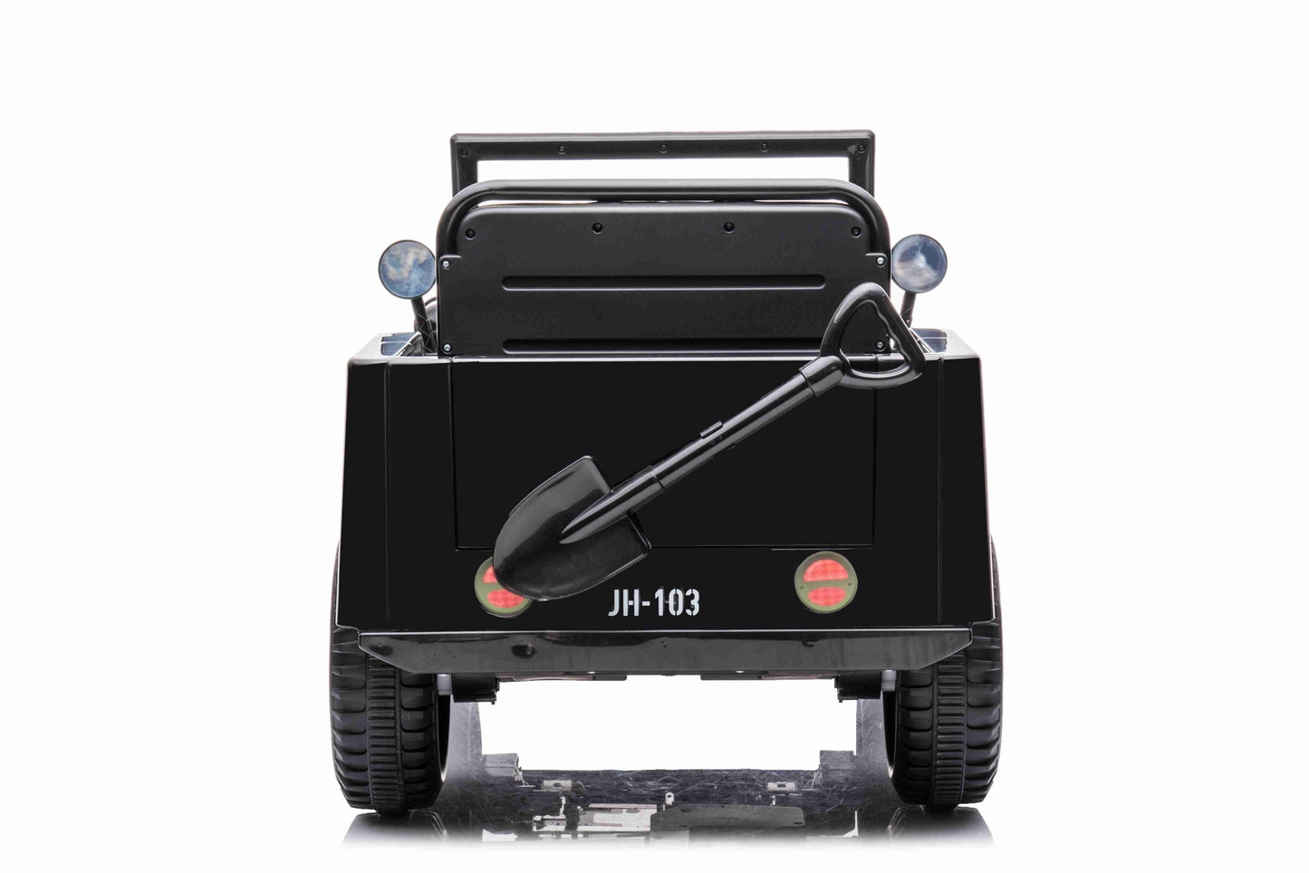 New 12v Kids Ride on Military Style Jeep with Remote in Black - Leather Seat EVA Wheels