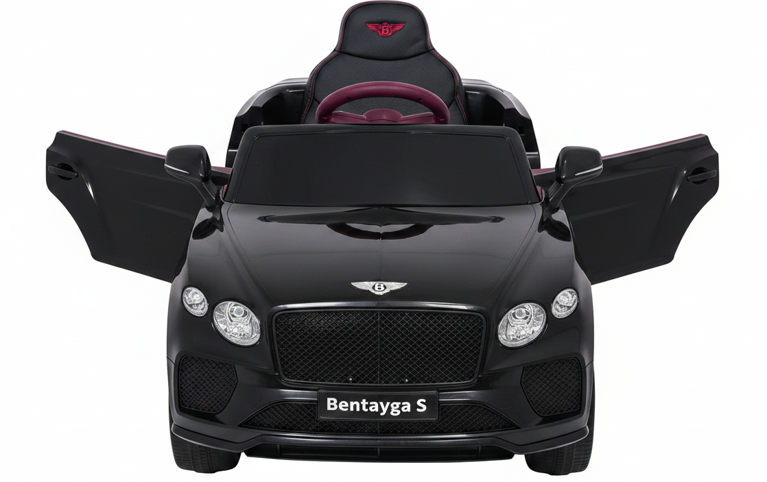 Bentley Bentayga Kids 12v Ride On Car with Remote in Black - Leather Seat & EVA Wheels