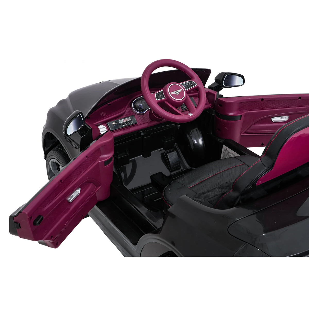 Bentley Bentayga Kids 12v Ride On Car with Remote in Black - Leather Seat & EVA Wheels