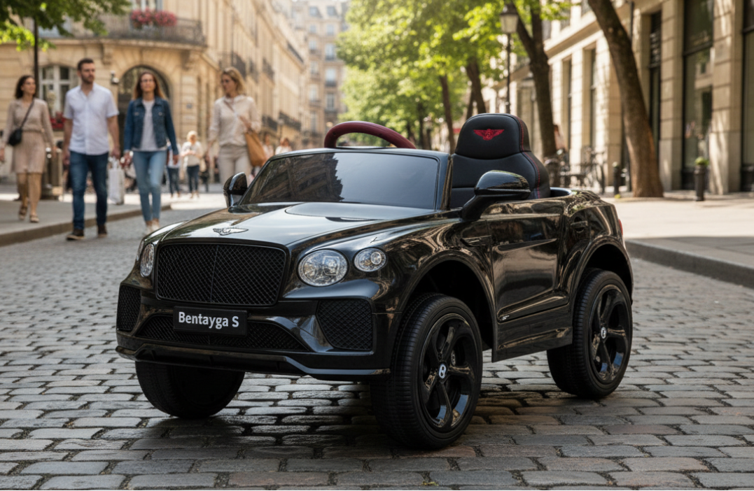 Bentley Bentayga Kids 12v Ride On Car with Remote in Black - Leather Seat & EVA Wheels