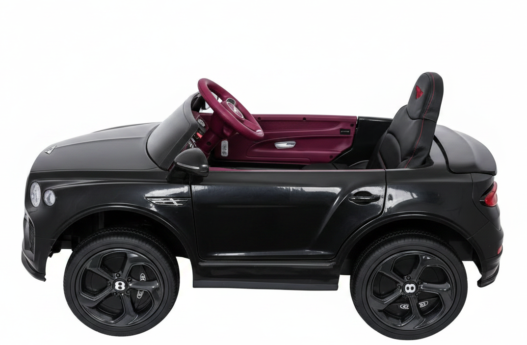 Bentley Bentayga Kids 12v Ride On Car with Remote in Black - Leather Seat & EVA Wheels
