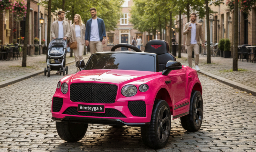 Bentley Bentayga S Kids 12v Ride On Car with Remote in Pink - Leather Seat & EVA Wheels