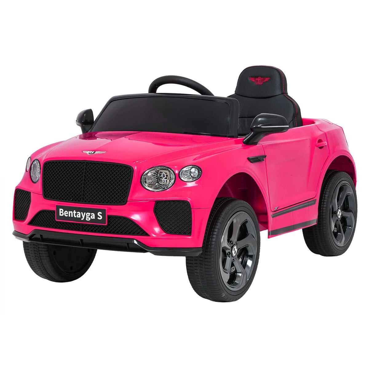 Bentley Bentayga S Kids 12v Ride On Car with Remote in Pink - Leather Seat & EVA Wheels