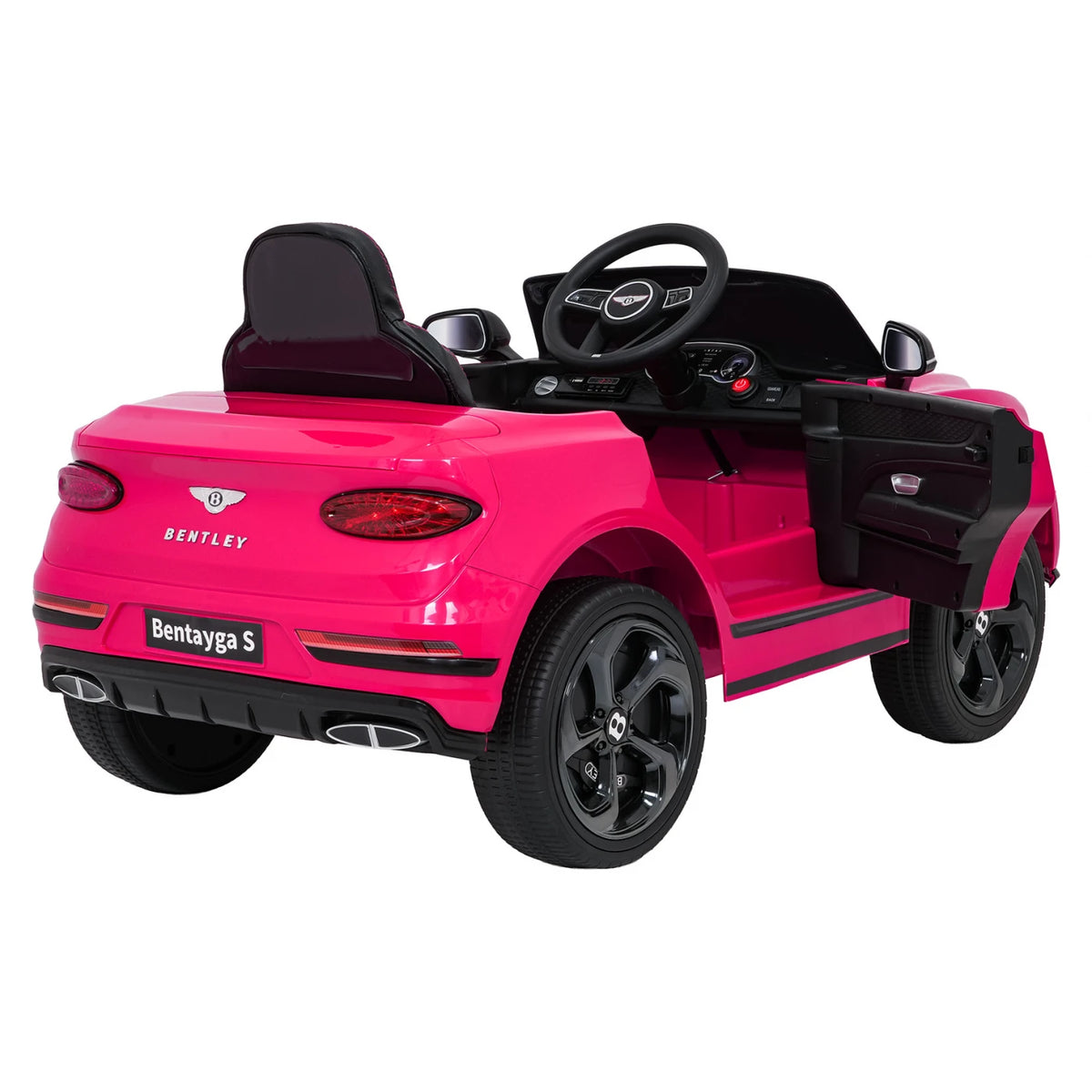 Bentley Bentayga S Kids 12v Ride On Car with Remote in Pink - Leather Seat & EVA Wheels