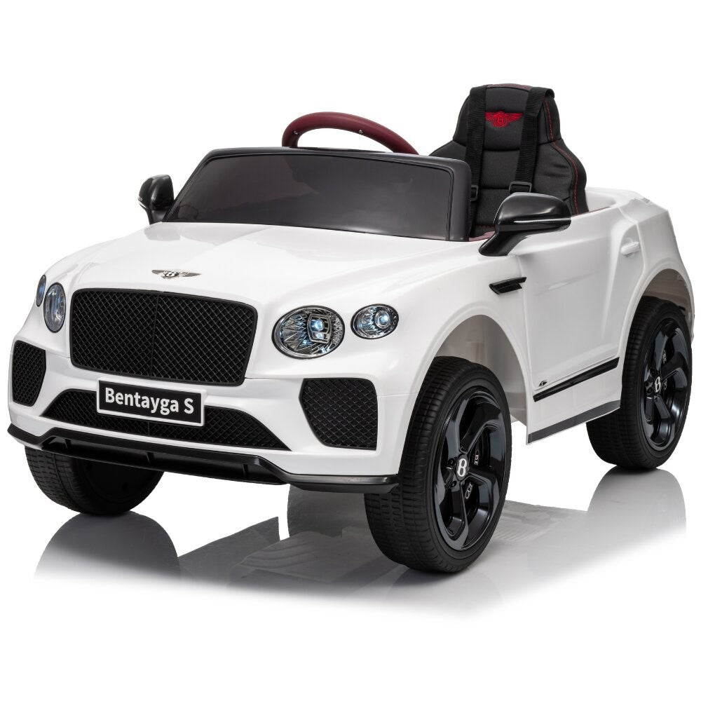 Bentley Bentayga Kids 12v Ride On Car with Remote in White - Leather Seat & EVA Wheels