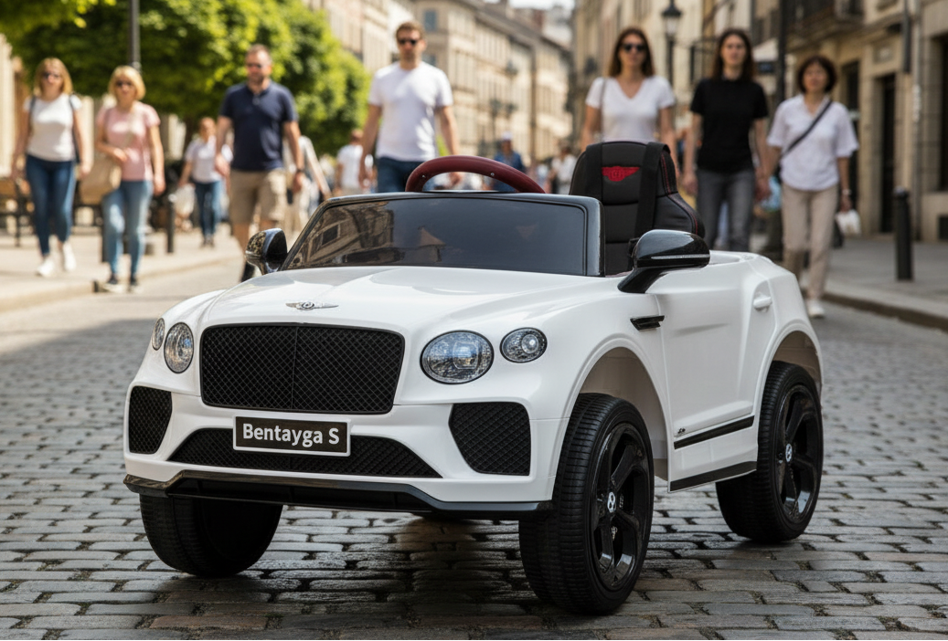 Bentley Bentayga Kids 12v Ride On Car with Remote in White - Leather Seat & EVA Wheels