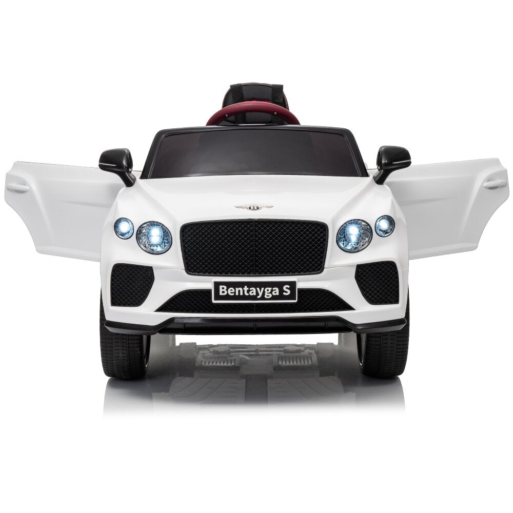 Bentley Bentayga Kids 12v Ride On Car with Remote in White - Leather Seat & EVA Wheels