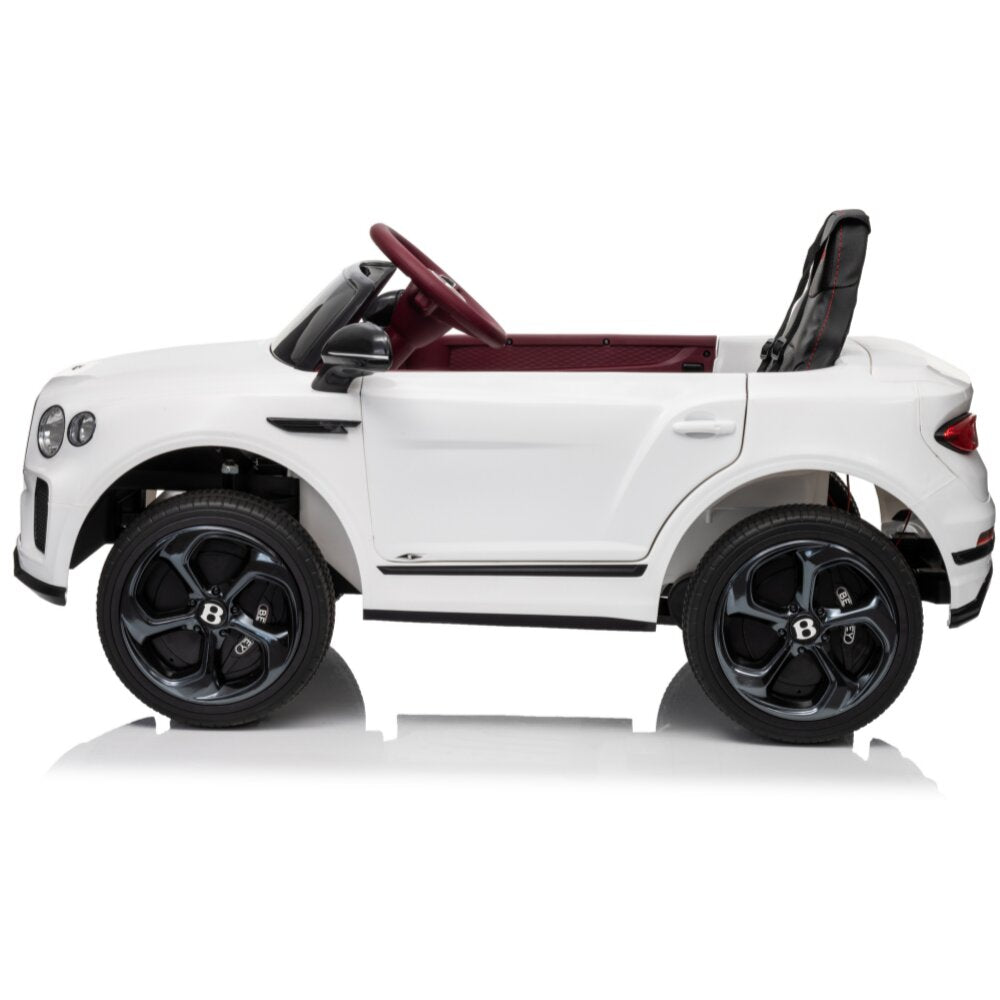 Bentley Bentayga Kids 12v Ride On Car with Remote in White - Leather Seat & EVA Wheels