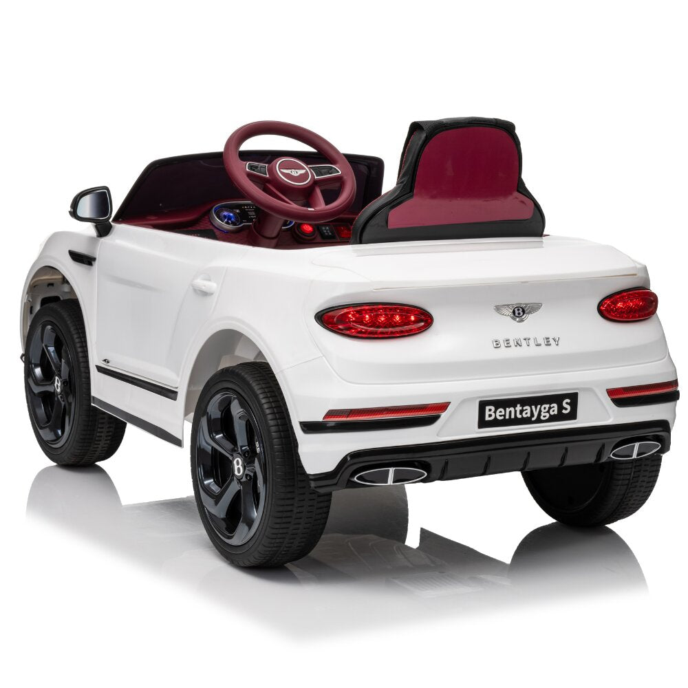 Bentley Bentayga Kids 12v Ride On Car with Remote in White - Leather Seat & EVA Wheels