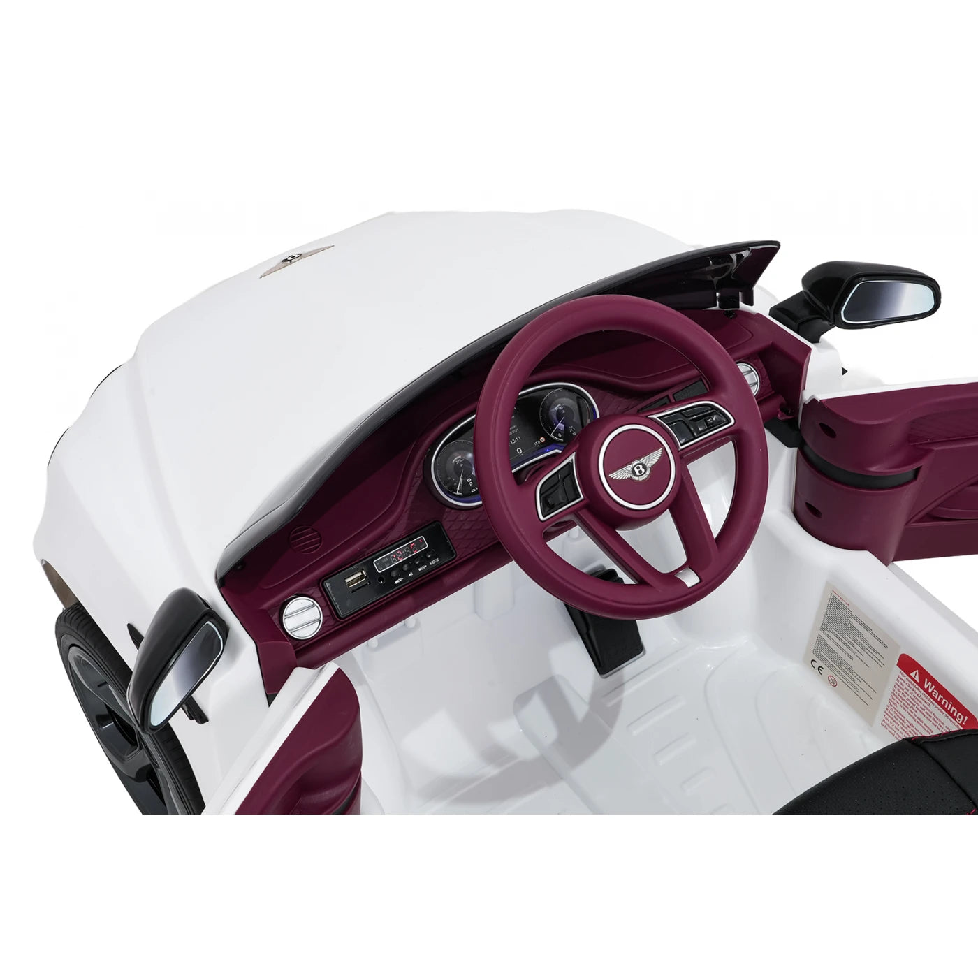 Bentley Bentayga Kids 12v Ride On Car with Remote in White - Leather Seat & EVA Wheels