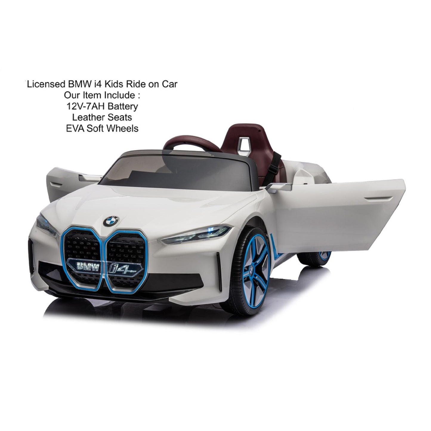 Licensed BMW i4 Electric 12V Kids Ride on Toy Car With Remote - White