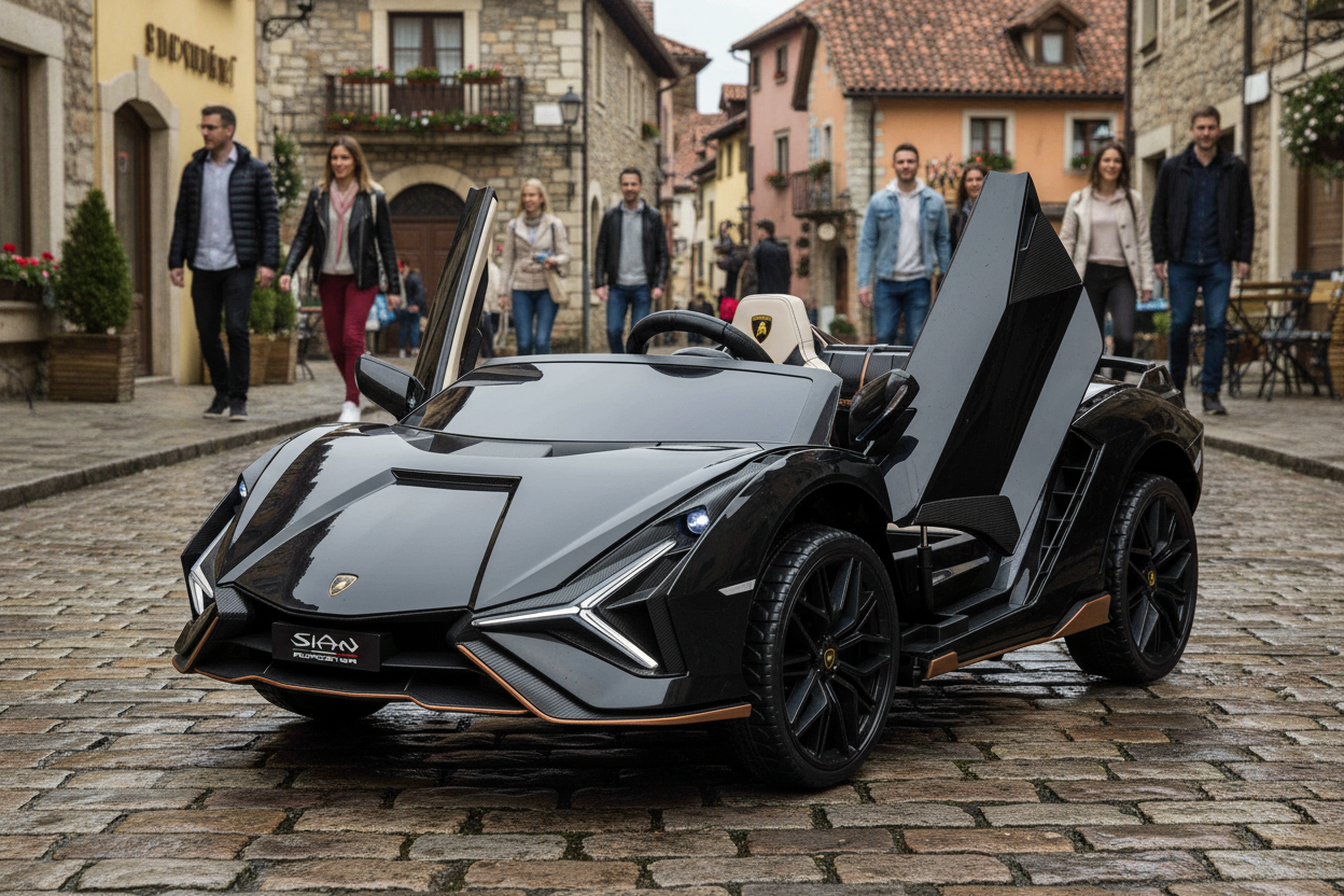 Lamborghini Sian XXL 2 Seater 24V Kids Ride on Car with Remote & Drift Mode - Metallic Black