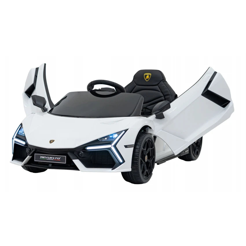 Licensed Lamborghini Revuelto 12V Kids Ride on Car With Remote Leather Seats EVA Wheels - White