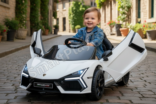 Licensed Lamborghini Revuelto 12V Kids Ride on Car With Remote Leather Seats EVA Wheels - White