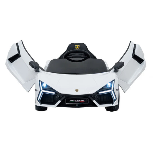Licensed Lamborghini Revuelto 12V Kids Ride on Car With Remote Leather Seats EVA Wheels - White