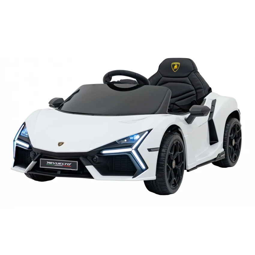 Licensed Lamborghini Revuelto 12V Kids Ride on Car With Remote Leather Seats EVA Wheels - White
