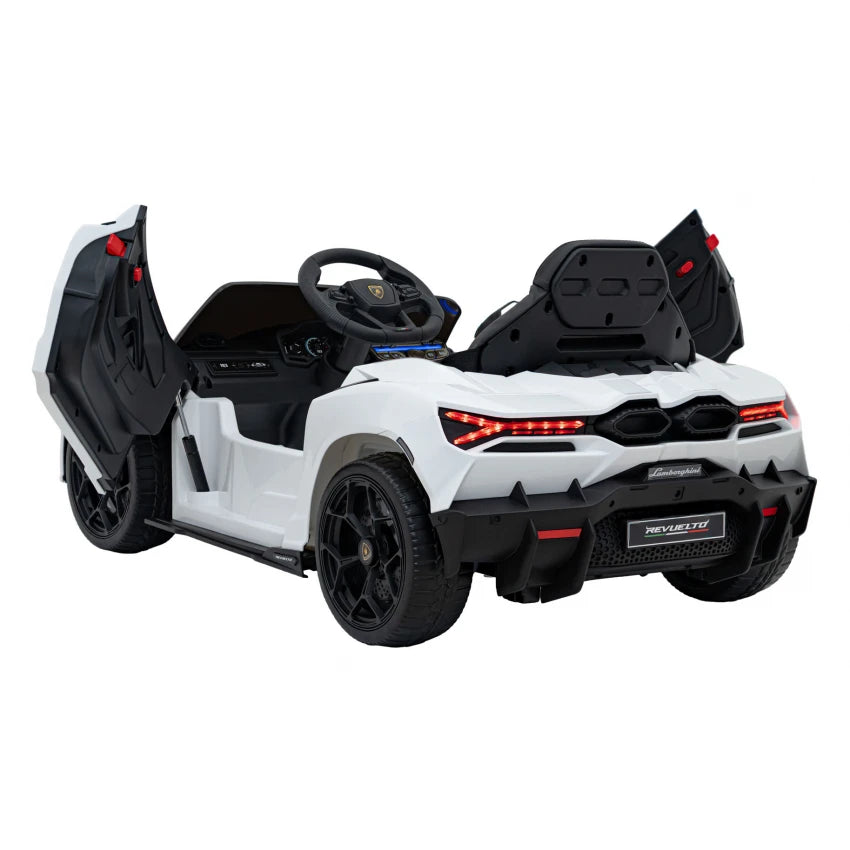Licensed Lamborghini Revuelto 12V Kids Ride on Car With Remote Leather Seats EVA Wheels - White
