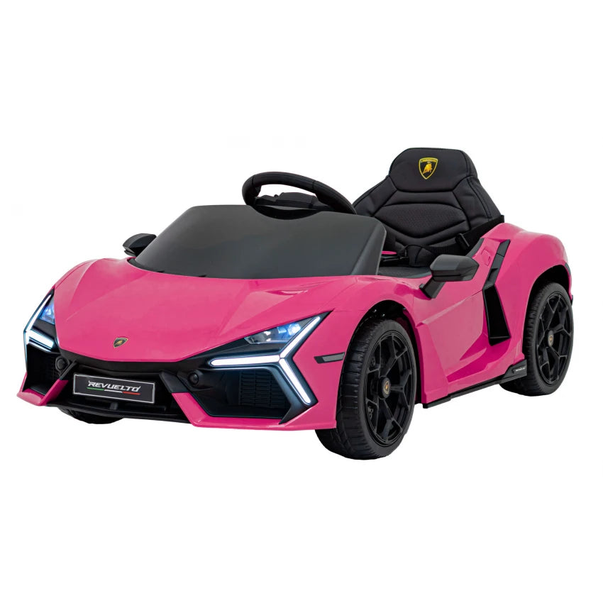 Lamborghini Revuelto 12V Kids Ride on Car With Remote Leather Seats EVA Wheels - Pink