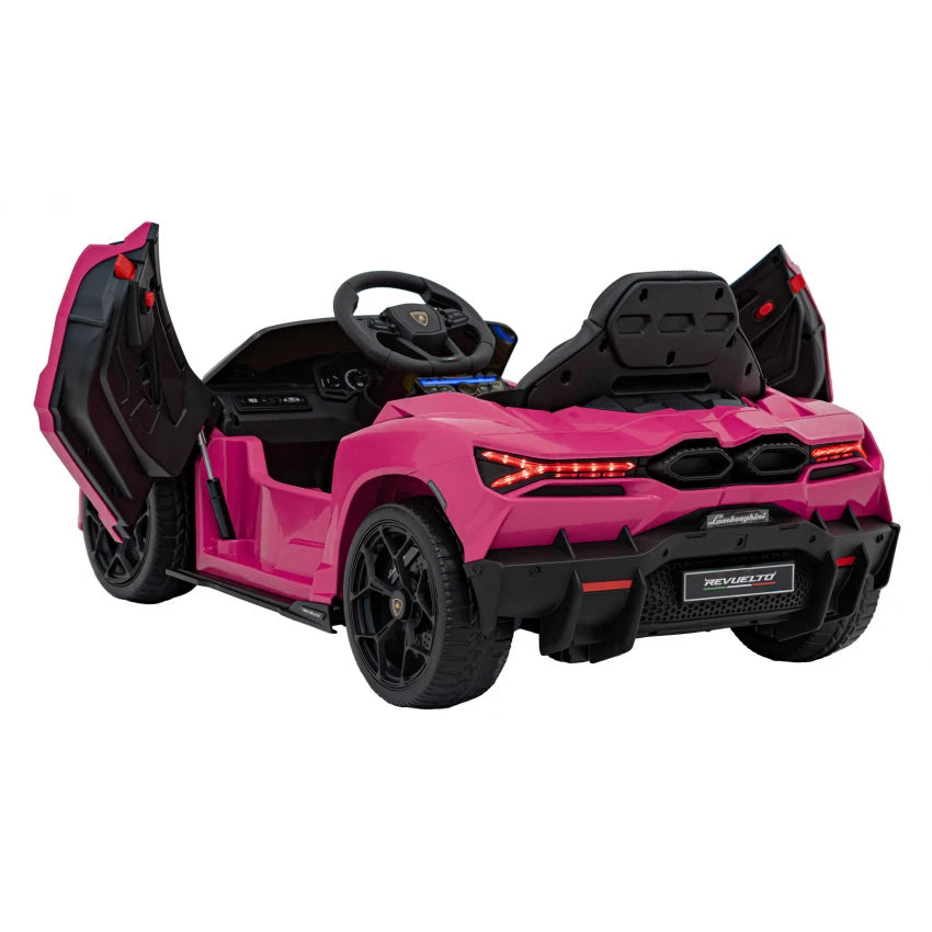 Lamborghini Revuelto 12V Kids Ride on Car With Remote Leather Seats EVA Wheels - Pink