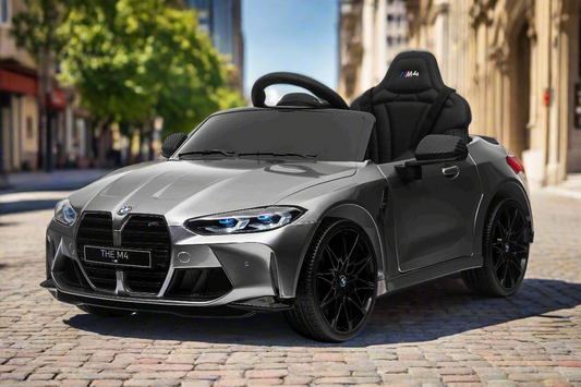 Licensed BMW THE M4 12V Kids Ride on Electric Car With Remote - Metallic Silver