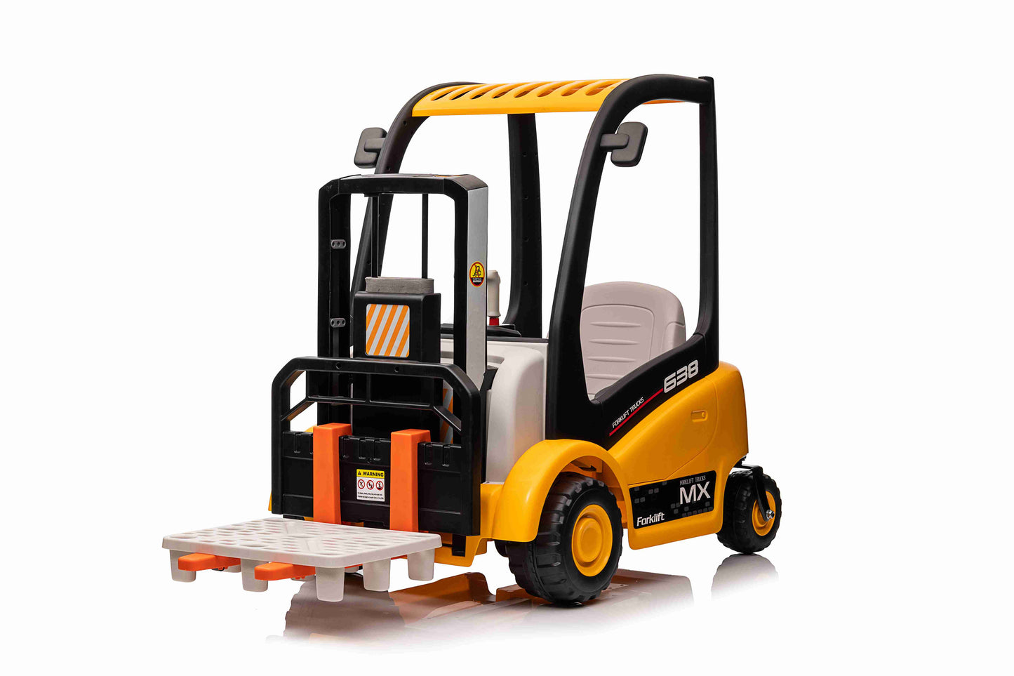 Kids 12V Forklift with Remote Ride On Truck - Liftable Forks - Swivel Wheels - Yellow