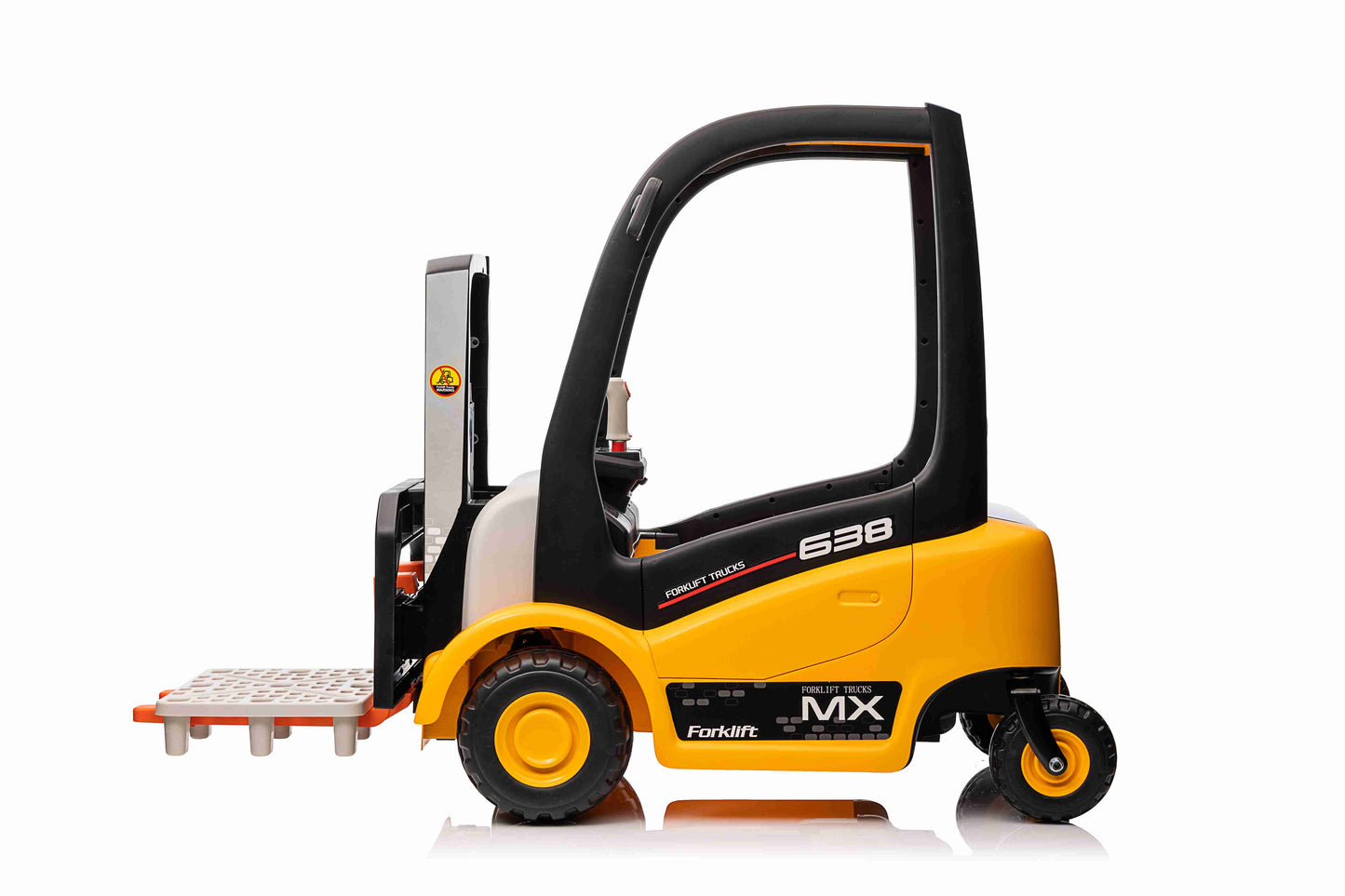 Kids 12V Forklift with Remote Ride On Truck - Liftable Forks - Swivel Wheels - Yellow