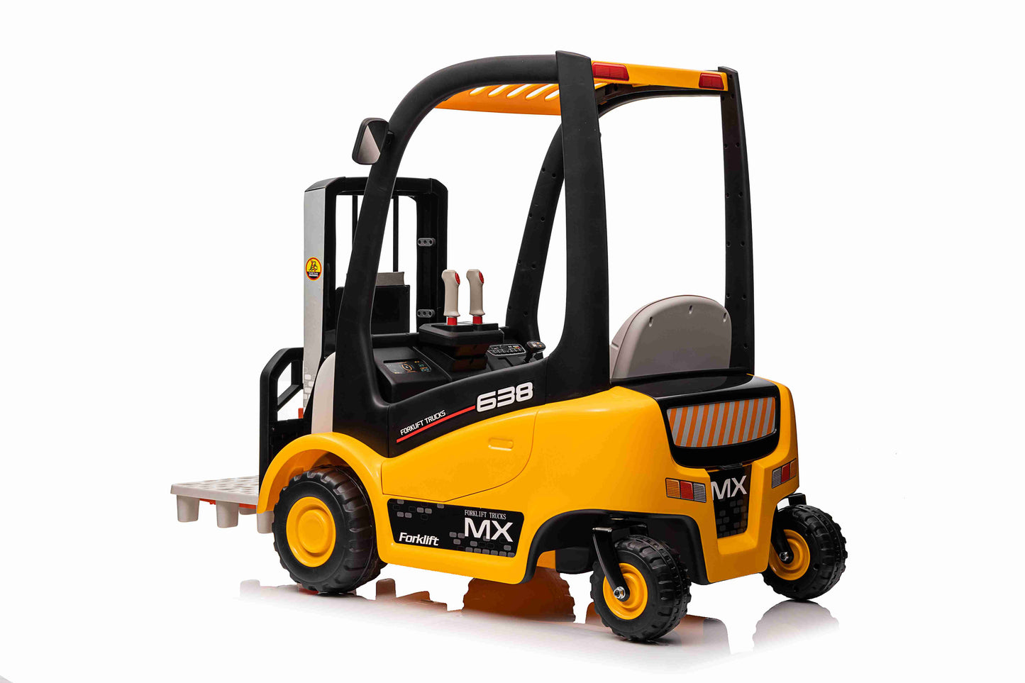 Kids 12V Forklift with Remote Ride On Truck - Liftable Forks - Swivel Wheels - Yellow