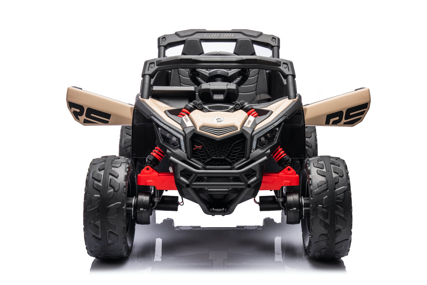 Licensed Can-Am Maverick UTV 24V Kids Ride on Buggy with 4 x Motors and Remote - Khaki