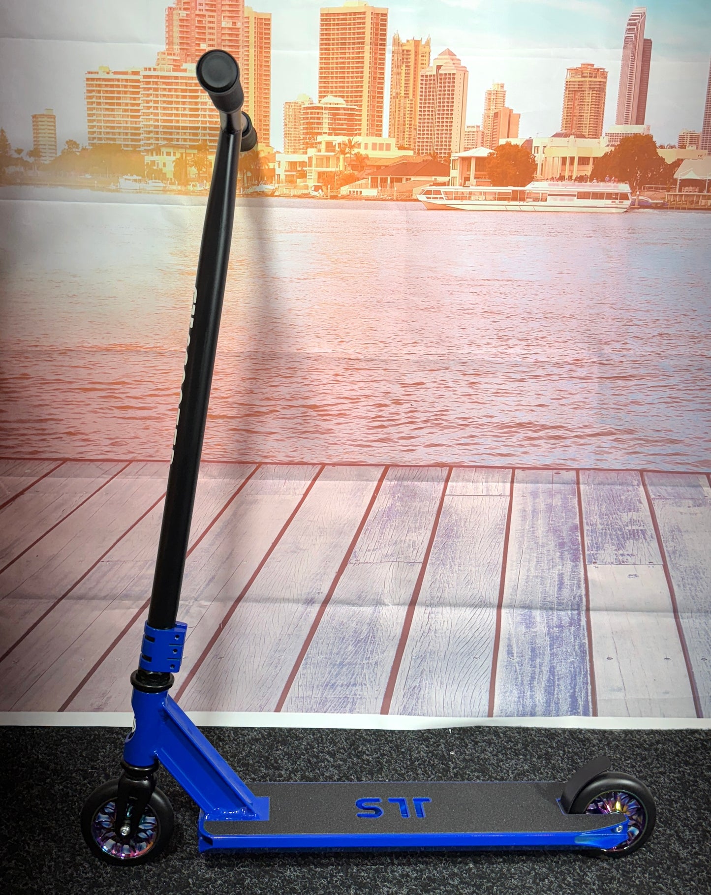 Smart Tech Stunt Scooter Aluminium Clamp Alloy Core Wheels and Deck - Blue