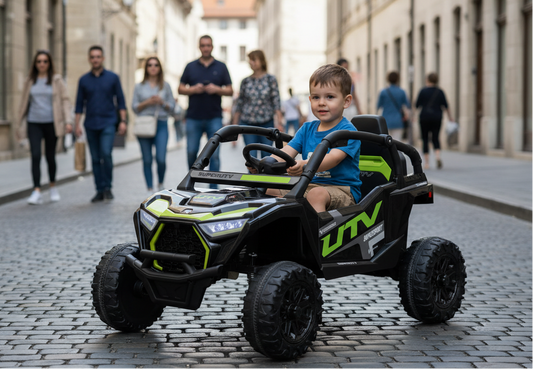 12v Kids Ride on Mini UTV Buggy With Remote  & EVA Wheels - Black/Green