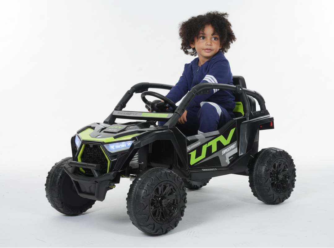 12v Kids Ride on Mini UTV Buggy With Remote  & EVA Wheels - Black/Green