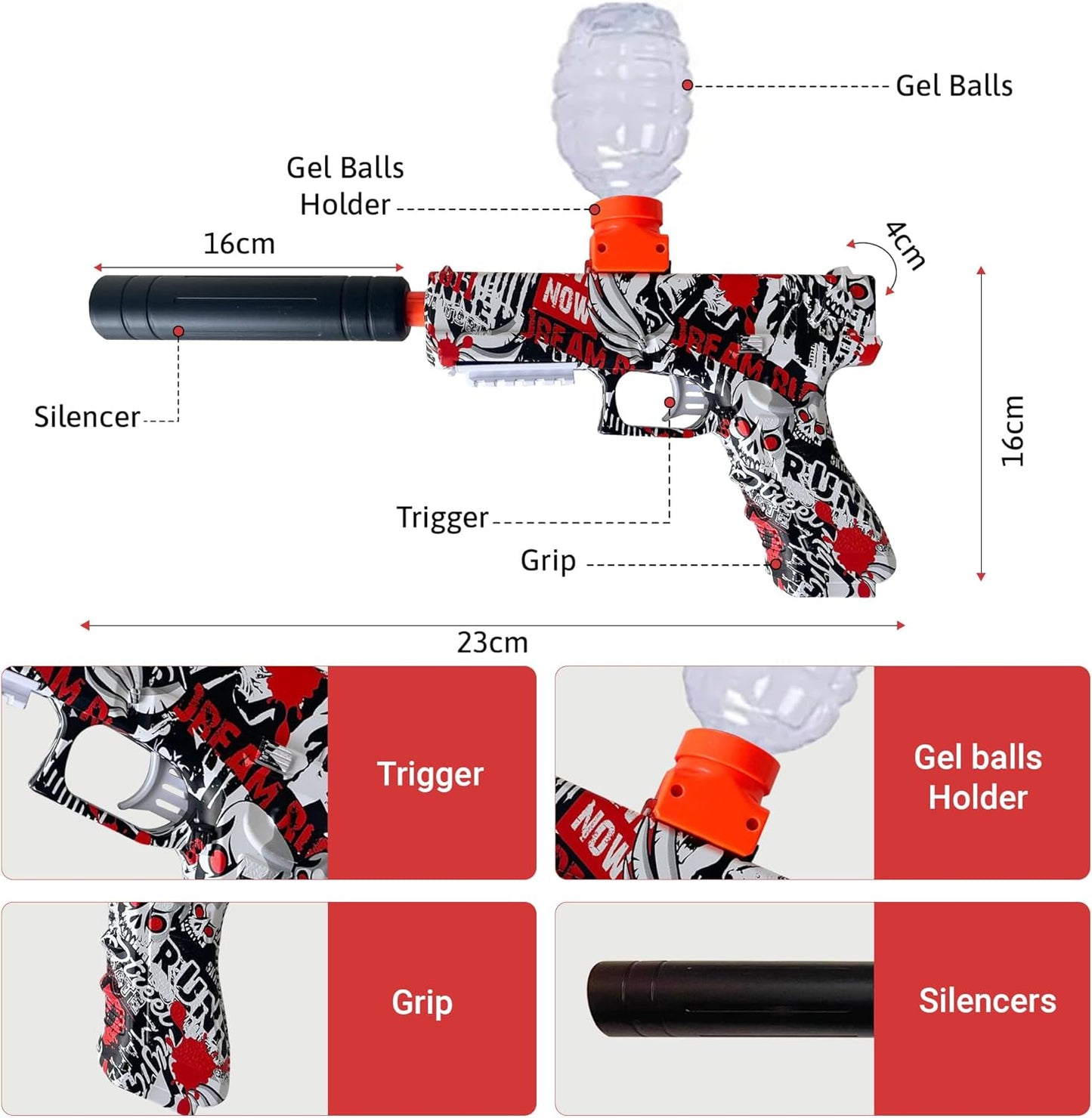 New Shooting Elite ST607B Electric Gel Ball Blaster Water Bead Gun Toy