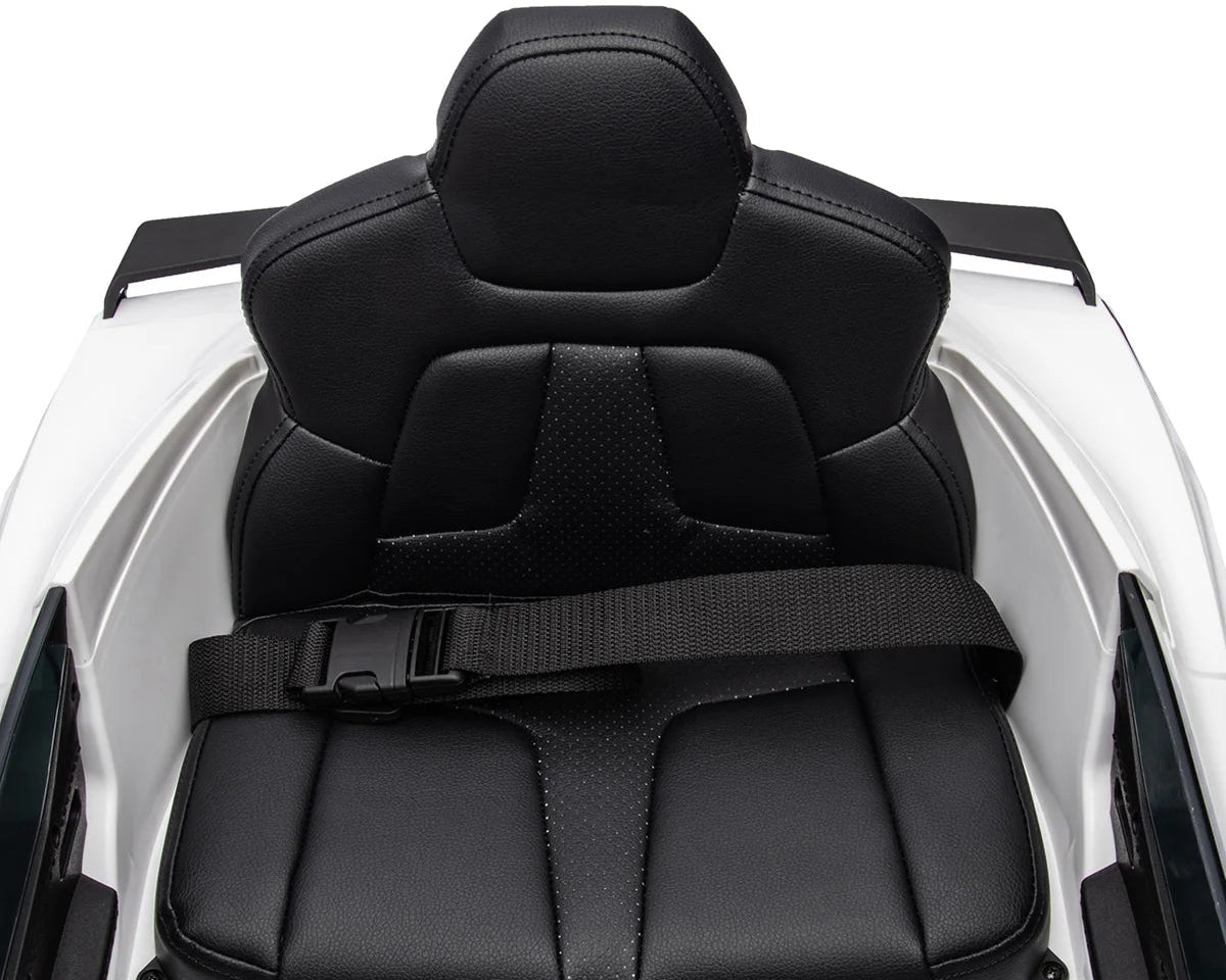 Corvette C8 Kids 12v Ride On Car with Remote in White - Leather Seat & EVA Wheels